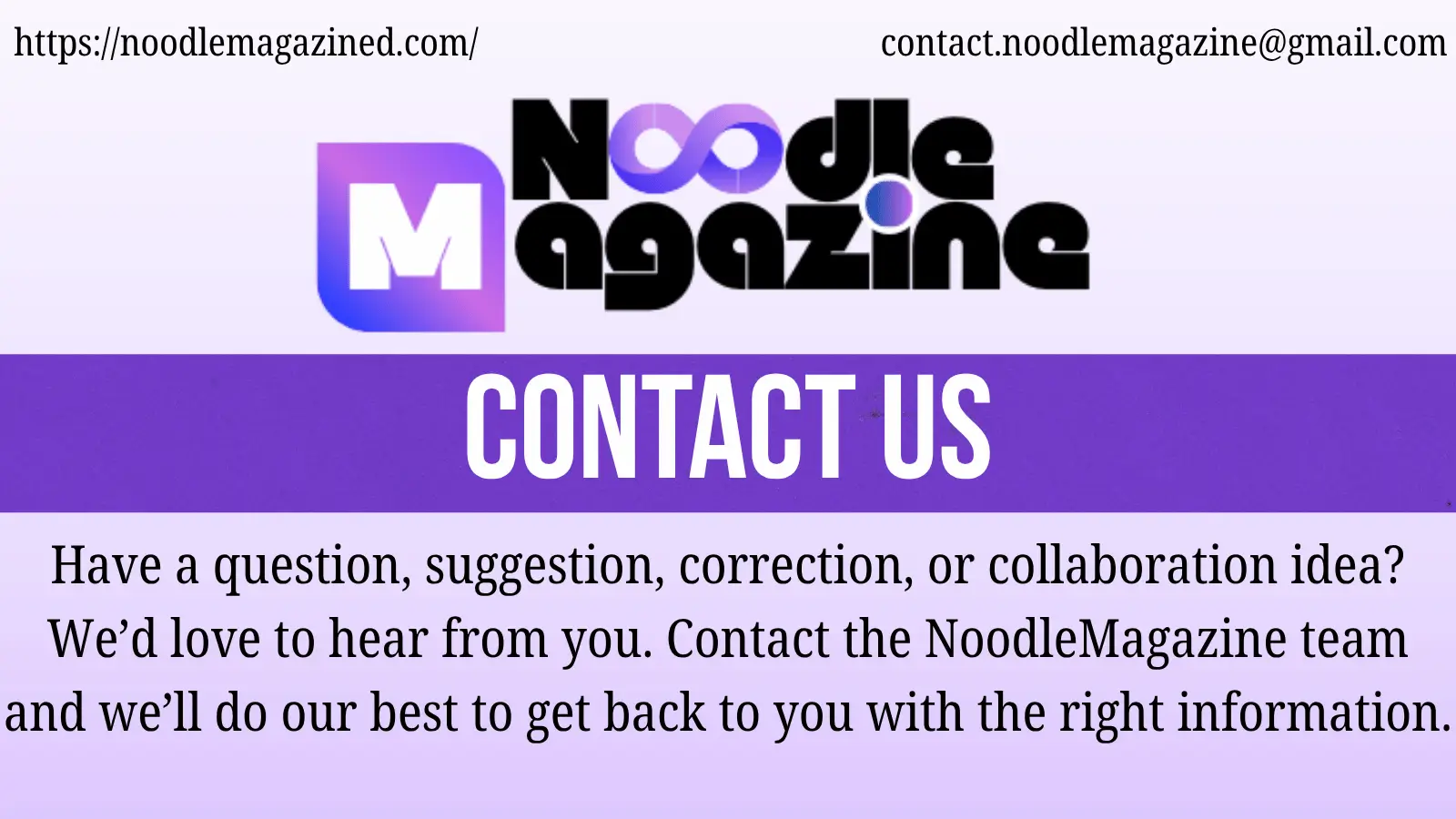 Contact Us Noodle Magazine